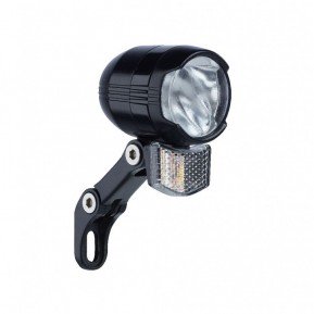 Фара передня BUCHEL Shiny 80 LUX SL LED з вмикачем, зі стояночними вогнями та сенсором для динамовтулки з виходом на задню фару  Фото №1