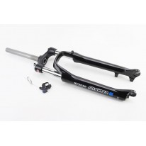 Вилка 26" Suntour амортизаційна, без різьби 1-1/8" (28,6мм), шток 240мм, з ходом 100мм, Disk-brake, пружинно-масляна, виносний Lockout, чорна XCM30 RL