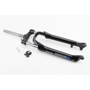 Вилка 26" Suntour амортизаційна, без різьби 1-1/8" (28,6мм), шток 240мм, з ходом 100мм, Disk-brake, пружинно-масляна, виносний Lockout, чорна XCM30 RL Фото №1