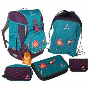 Шкільний набір Deuter OneTwoSet - Sneaker Bag колір 3044 petrol bird (3830116 OneTwo; 3890115 Sneaker Bag; 3890215 Chest Wallet; 3890416 Pencil Pouch; 2890315 Pencil box) Фото №1