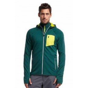 Кофта мерінос Icebreaker Atom LS Zip Hood MEN pine/chartreuse/white Фото №1