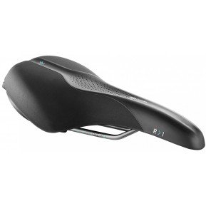 Седло  Selle Royal SCIENTIA R1 Relaxed, 3D skingel, обивка Black gummy/Black mokka, 289х169мм, 479г, рейлы сталь + Curva suspension, unisex, чёрное Фото №1