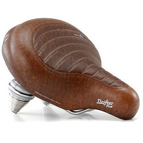 Седло Selle Royal Premium DRIFTER PLUS, Royalgel, обивка Kennenback, 270х245мм, 1260г, хромированные рейлы и пружины, unisex, коричневое 1260 г Фото №1