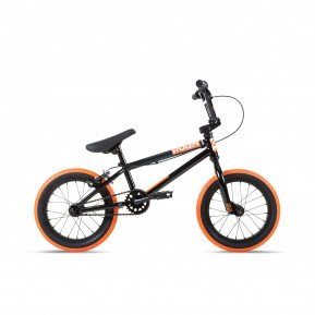 Велосипед BMX 14" Stolen AGENT 14.60" 2021 BLACK W/ DARK NEON ORANGE TIRES Фото №1